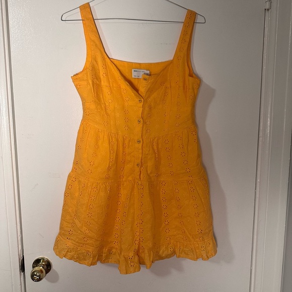 ASOS Design Orange Yellow Tiered Skater Playsuit. Size US 8. - Picture 3 of 7